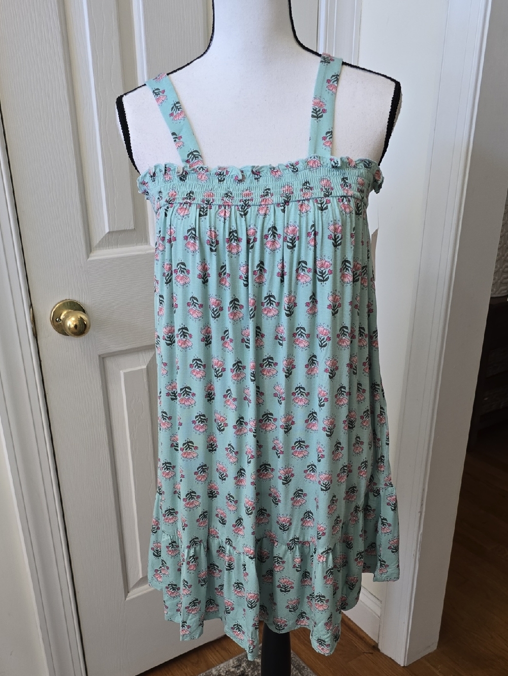 LC LAUREN CONRAD BRAND WOMEN'S JUNIOR SLEEP DRESS GREEN FLORAL SIZE SMALL